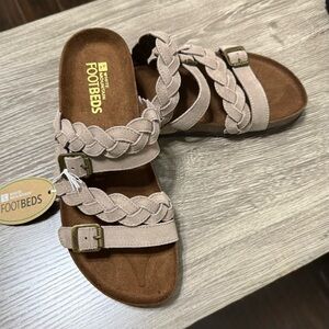 White Mountain Holland Upper Leather Sandal Wood Suede Straps Size 8M